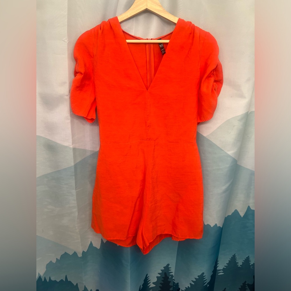 Zara trf collection one piece orange shorts romper size Small
